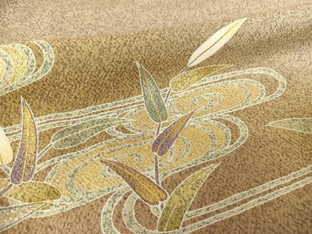 平和屋着物●京友禅の第一人者　松井青々　訪問着　流水笹文　暈し染め　金彩　正絹　逸品　AAAQ0773np