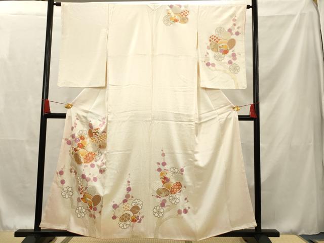 平和屋着物■訪問着　駒刺繍　紅白梅　金彩　正絹　逸品　AAAQ1008ru