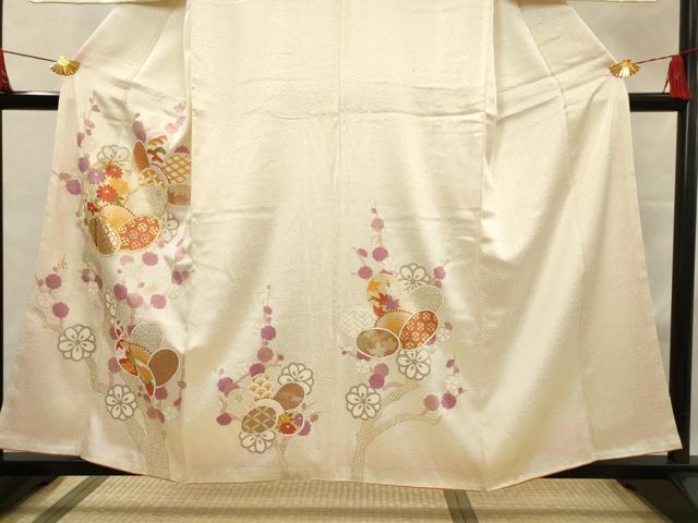 平和屋着物■訪問着　駒刺繍　紅白梅　金彩　正絹　逸品　AAAQ1008ru