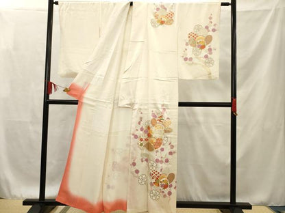 平和屋着物■訪問着　駒刺繍　紅白梅　金彩　正絹　逸品　AAAQ1008ru