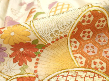 平和屋着物■訪問着　駒刺繍　紅白梅　金彩　正絹　逸品　AAAQ1008ru