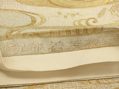 平和屋着物◎綴れ　六通柄袋帯　光琳水飛鳥文　金糸　正絹　逸品　AAAQ1219tm