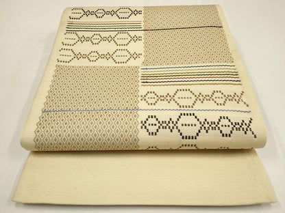 平和屋着物●太鼓柄袋帯 幾何学文様 正絹 逸品 AAAQ1308wj