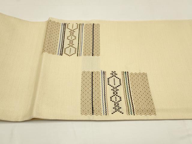 平和屋着物●太鼓柄袋帯 幾何学文様 正絹 逸品 AAAQ1308wj