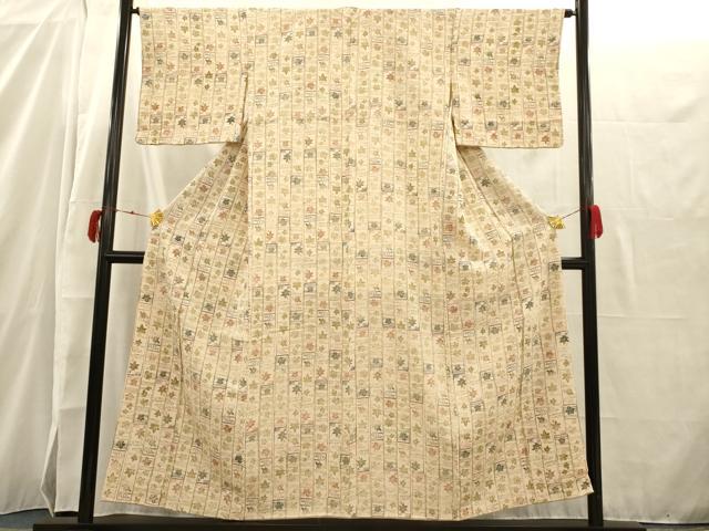 平和屋着物■上質な小紋　型染め　流水楓文　正絹　逸品　AAAQ1728fy