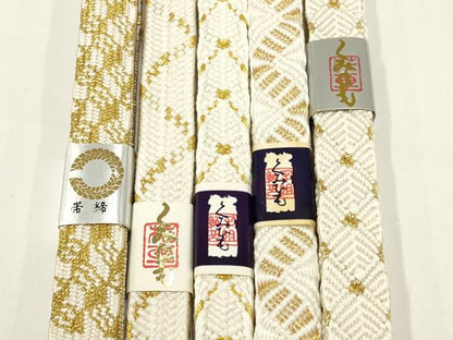 平和屋着物●和装小物 上質な帯締め5本セット 礼装用 高麗組 綾出し 笹浪組 金糸 亀房付き 逸品 全て未使用 AAAQ2684ay