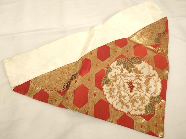 平和屋本店■打敷　内敷　三角　牡丹丸文　金襴　法衣　寺院　仏具　仏教　僧侶　神職　装束　AAAQ3725ja