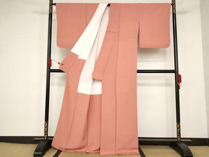 平和屋着物■上質な色無地　作家物　鉛丹色　正絹　逸品　AAAQ4324st