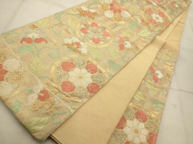 平和屋着物◎六通柄袋帯 唐織 花唐草文 金銀糸 正絹 逸品