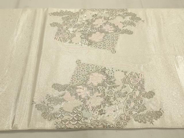 平和屋着物◎太鼓柄袋帯 唐織 薫香几帳式部図 銀糸 正絹 逸品 AAAQ5743tm