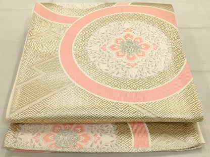 平和屋着物◎六通柄袋帯 唐織 花丸文 金銀糸 正絹 逸品 AAAQ5745tm