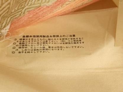 平和屋着物◎六通柄袋帯 唐織 花丸文 金銀糸 正絹 逸品 AAAQ5745tm