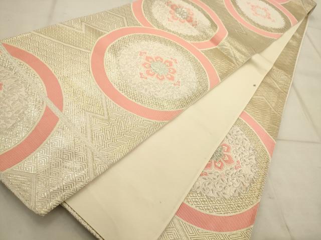 平和屋着物◎六通柄袋帯 唐織 花丸文 金銀糸 正絹 逸品 AAAQ5745tm