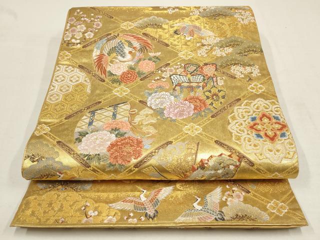 平和屋着物●西陣　長嶋成織物　ながしま帯　六通柄袋帯　瀞金錦　本金箔　聚楽絢麗文　金糸　正絹　逸品　AAAQ7614wj