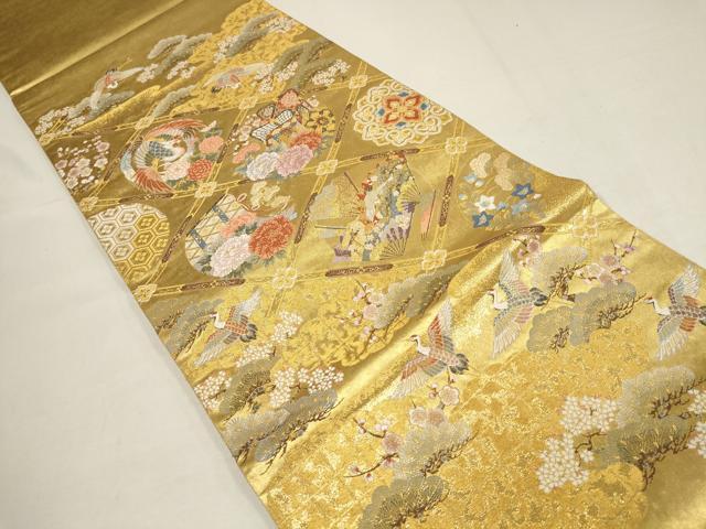 平和屋着物●西陣　長嶋成織物　ながしま帯　六通柄袋帯　瀞金錦　本金箔　聚楽絢麗文　金糸　正絹　逸品　AAAQ7614wj