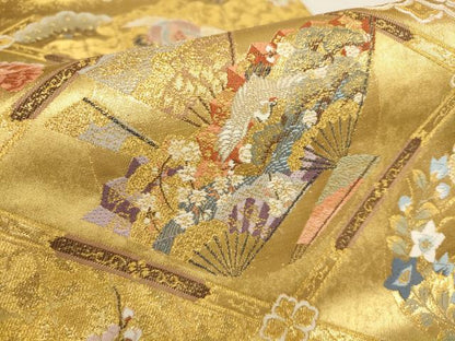 平和屋着物●西陣　長嶋成織物　ながしま帯　六通柄袋帯　瀞金錦　本金箔　聚楽絢麗文　金糸　正絹　逸品　AAAQ7614wj