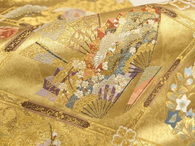 平和屋着物●西陣　長嶋成織物　ながしま帯　六通柄袋帯　瀞金錦　本金箔　聚楽絢麗文　金糸　正絹　逸品　AAAQ7614wj