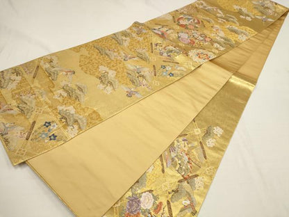 平和屋着物●西陣　長嶋成織物　ながしま帯　六通柄袋帯　瀞金錦　本金箔　聚楽絢麗文　金糸　正絹　逸品　AAAQ7614wj