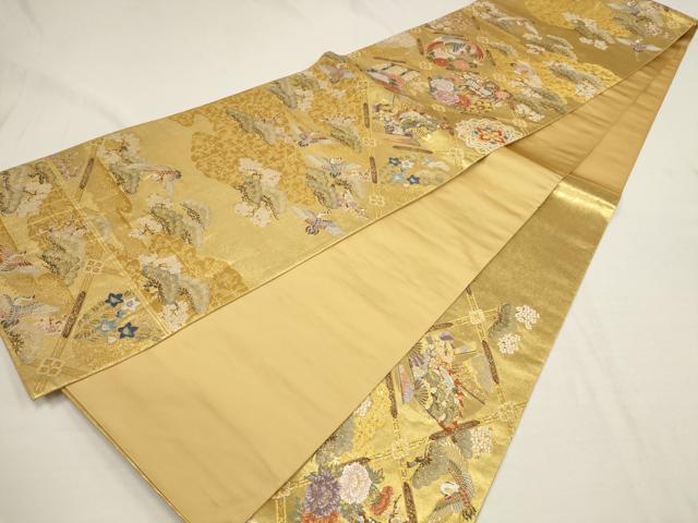 平和屋着物●西陣　長嶋成織物　ながしま帯　六通柄袋帯　瀞金錦　本金箔　聚楽絢麗文　金糸　正絹　逸品　AAAQ7614wj