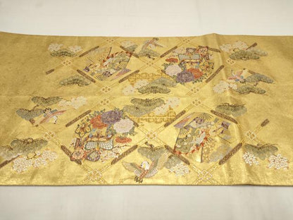 平和屋着物●西陣　長嶋成織物　ながしま帯　六通柄袋帯　瀞金錦　本金箔　聚楽絢麗文　金糸　正絹　逸品　AAAQ7614wj