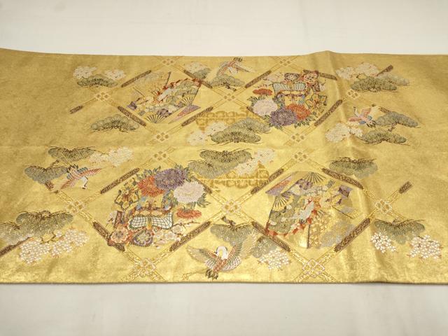 平和屋着物●西陣　長嶋成織物　ながしま帯　六通柄袋帯　瀞金錦　本金箔　聚楽絢麗文　金糸　正絹　逸品　AAAQ7614wj