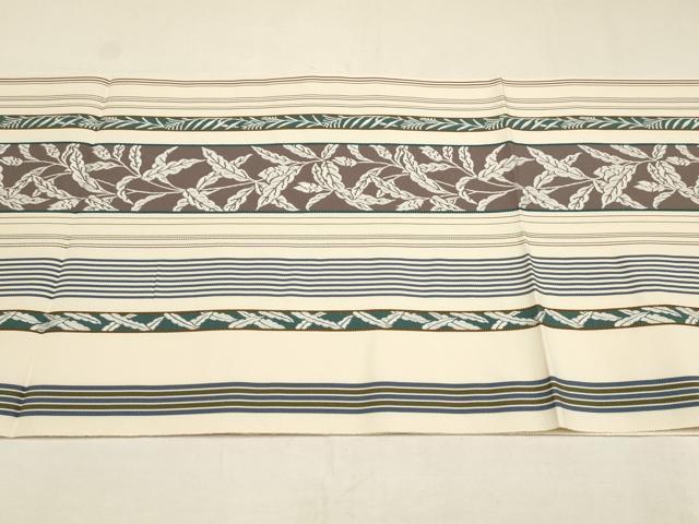 平和屋着物●本場筑前博多織 八寸名古屋帯 枝葉間道 銀糸 正絹 逸品 AAAQ7810wj