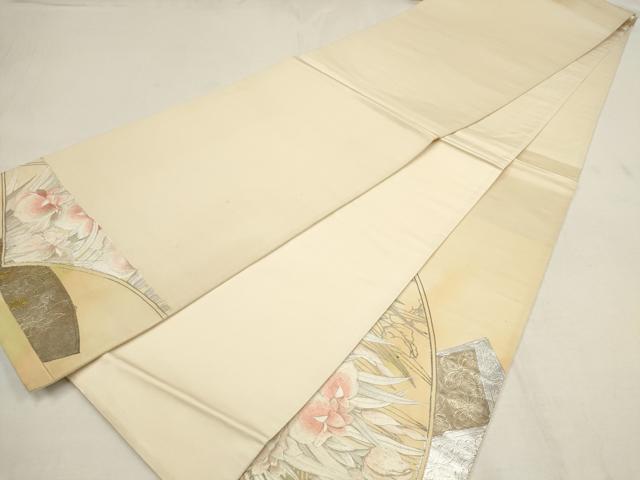 平和屋着物■太鼓柄袋帯　刺繍　地紙草花菱文　金銀彩　正絹　逸品　AAAQ7861wj
