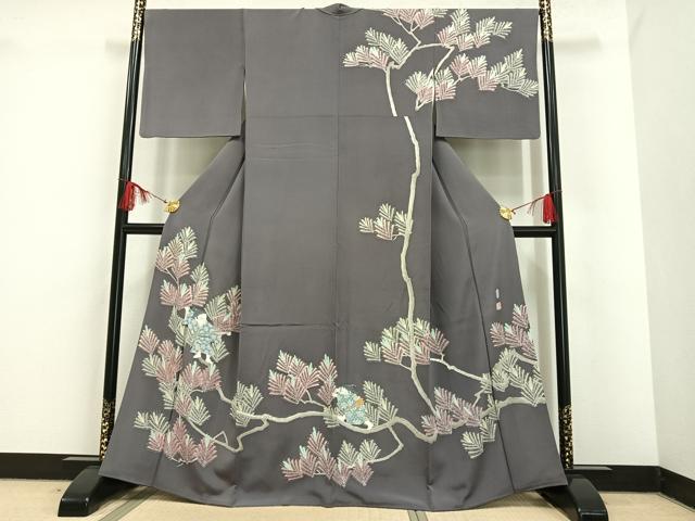 平和屋着物●本加賀友禅作家 斉藤正史 訪問着 若松に童子 遊児 証紙付き 正絹 逸品 AAAR0095np