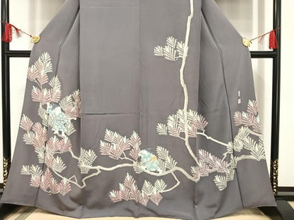 平和屋着物●本加賀友禅作家 斉藤正史 訪問着 若松に童子 遊児 証紙付き 正絹 逸品 AAAR0095np
