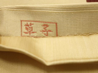 平和屋着物◎六通柄袋帯 草子 枝花文 正絹 逸品 AAAR0498tm