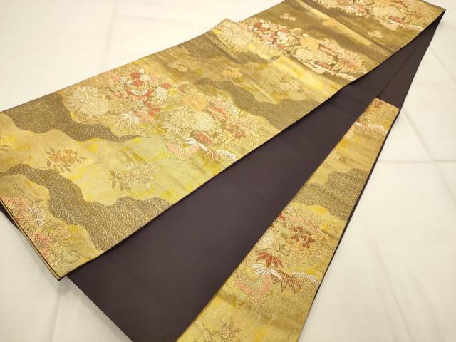 平和屋着物◎六通柄袋帯　唐織　飛鶴綴　花蝶文　金糸　正絹　逸品　AAAR0512tm