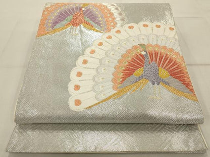 平和屋着物◎佐賀錦 六通柄袋帯 唐織 孔雀文 金銀糸 正絹 逸品 AAAR0530tm