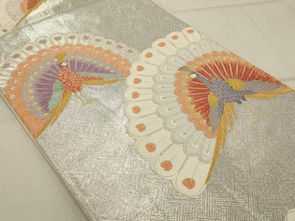 平和屋着物◎佐賀錦 六通柄袋帯 唐織 孔雀文 金銀糸 正絹 逸品 AAAR0530tm