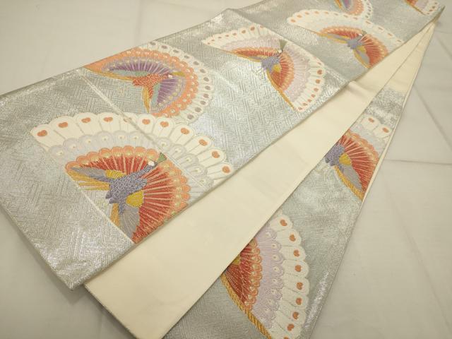 平和屋着物◎佐賀錦 六通柄袋帯 唐織 孔雀文 金銀糸 正絹 逸品 AAAR0530tm