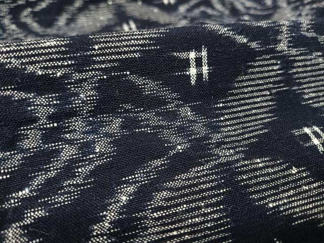 平和屋着物▽極上　久留米絣　単衣　分銅菱七宝文　反端付き　綿　逸品　AAAR1241np
