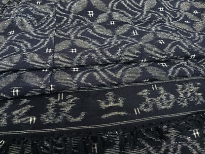 平和屋着物▽極上　久留米絣　単衣　分銅菱七宝文　反端付き　綿　逸品　AAAR1241np