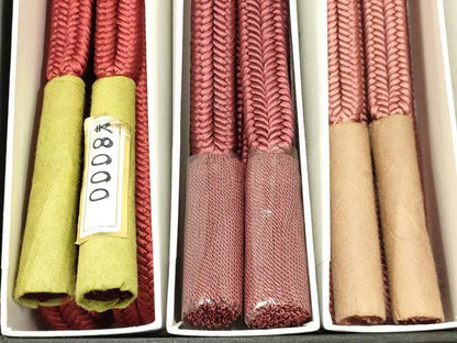 平和屋着物●和装小物　上質な帯締め12本セット　冠組　ゆるぎ組　切り房・撚り房　箱入り　逸品　全て未使用　AAAR1510ay