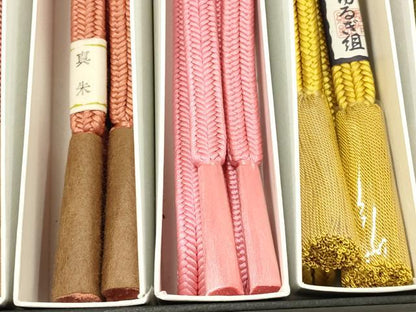 平和屋着物●和装小物　上質な帯締め12本セット　冠組　ゆるぎ組　切り房・撚り房　箱入り　逸品　全て未使用　AAAR1510ay