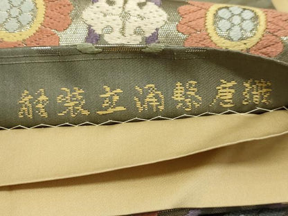 平和屋着物◎六通柄袋帯 唐織 伝統工芸錦 立涌花文 銀糸 正絹 逸品 AAAR1686sx