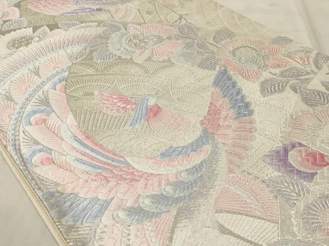 平和屋着物◎六通柄袋帯 唐織 更紗花 銀糸 正絹 逸品 AAAR1697sx