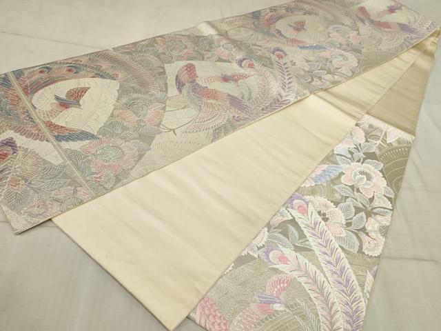 平和屋着物◎六通柄袋帯 唐織 更紗花 銀糸 正絹 逸品 AAAR1697sx