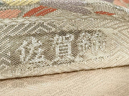 平和屋着物◎佐賀錦 六通柄袋帯 格天井花鳥図 銀糸 正絹 逸品 AAAR1769sx