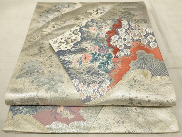 平和屋着物◎六通柄袋帯 唐織 雅野 巧芸箔 正絹 逸品 AAAR1892sx