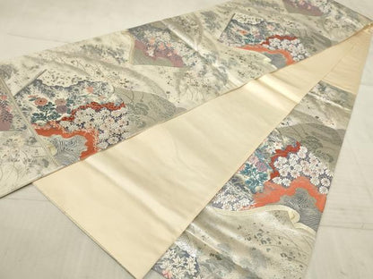 平和屋着物◎六通柄袋帯 唐織 雅野 巧芸箔 正絹 逸品 AAAR1892sx