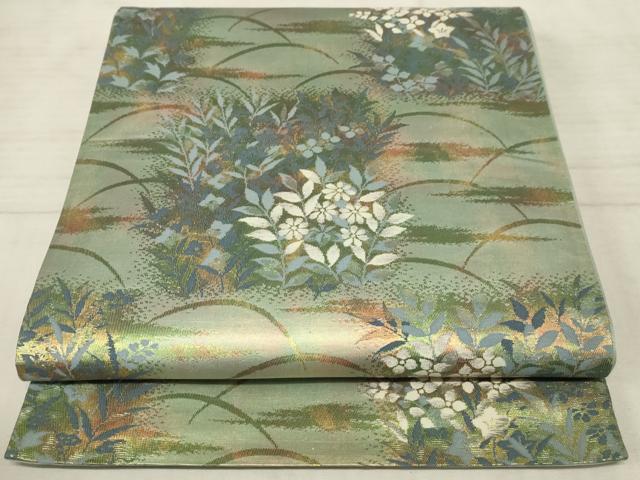 平和屋着物◎六通柄袋帯 草花文 引箔 正絹 逸品 AAAR1987sx