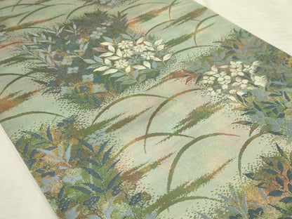 平和屋着物◎六通柄袋帯 草花文 引箔 正絹 逸品 AAAR1987sx