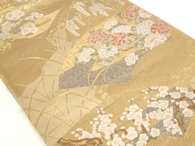 平和屋着物◎六通柄袋帯 唐織 地紙吉祥花文 金糸 正絹 逸品 AAAR2679st