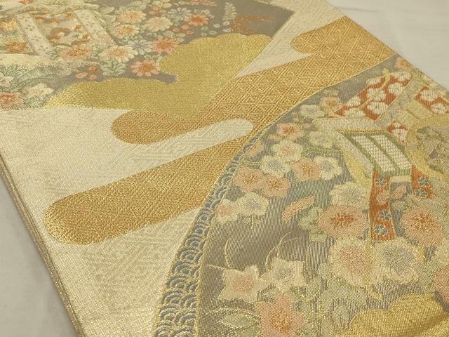 平和屋着物◎宝珠本佐賀錦 六通柄袋帯 九百錦 地紙草花文 金糸 正絹 逸品 AAAR4657ou