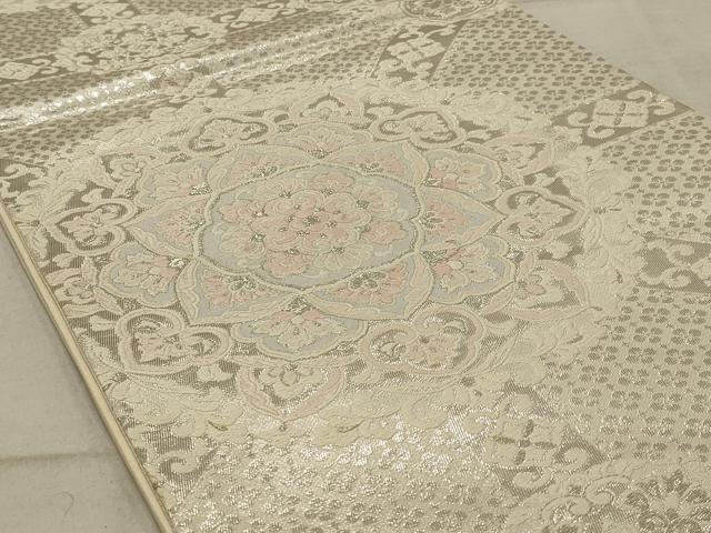 平和屋着物◎六通柄袋帯 唐織 正倉院花文 銀糸 正絹 逸品 AAAR4676ou