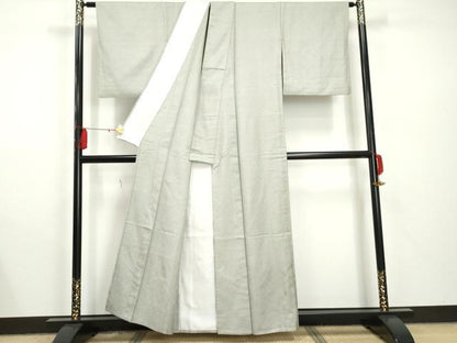 平和屋着物▽ざざんざ織　伊兵衛織　単衣　入子菱　蕎麦切色　正絹　逸品　AAAR5006cs